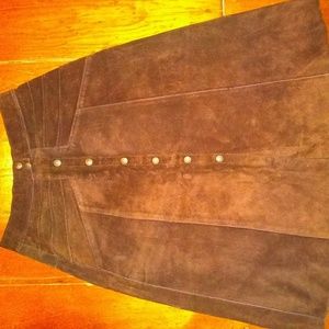 Women's snap front suede skirt